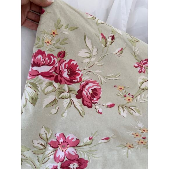 Pottery Barn LINEN blend TWIN Manchester Rose Green Duvet COVER French Country - Picture 5 of 11